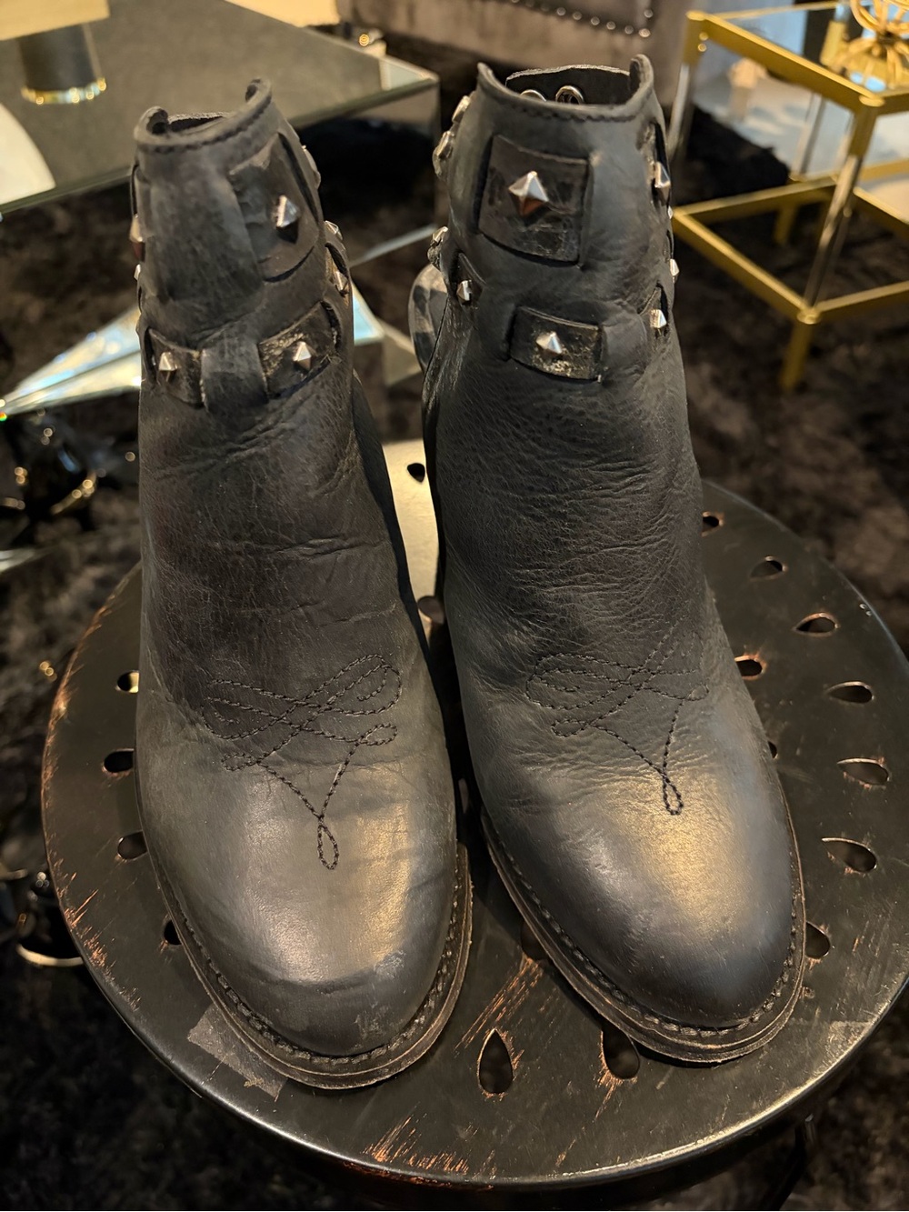 Circle G Black Studded Cutout Ankle Booties - Picture 5 of 5
